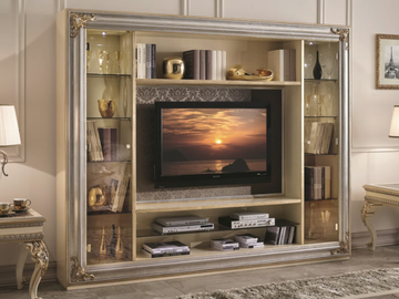 35TH ANNIVERSARY 2900 - Wood and glass TV cabinet with shelves by SCAPPINI & C - view 2